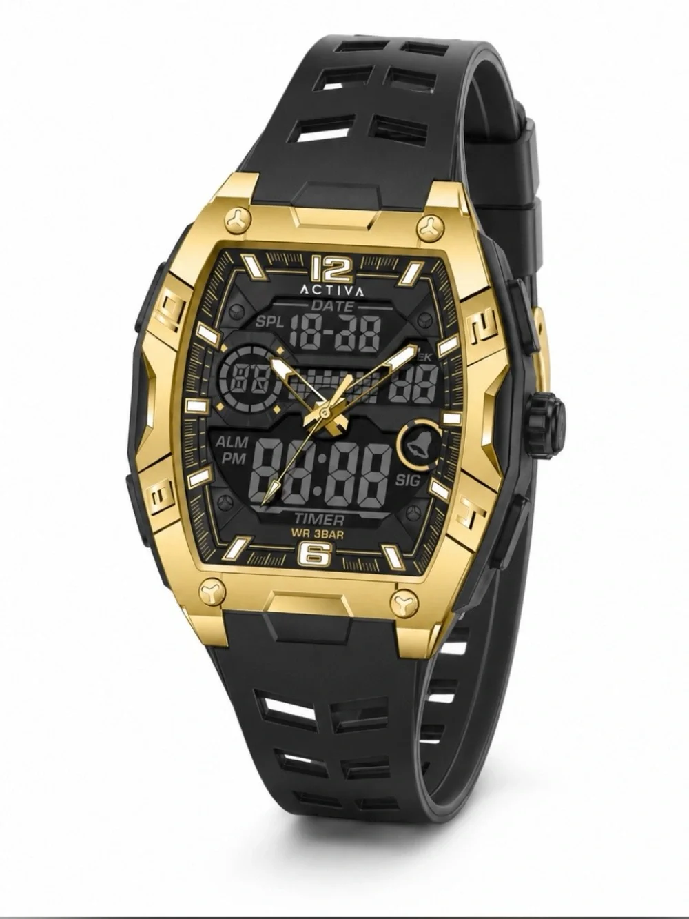 Actival Venzis X Invicta Digital Men's Watch - 50mm. Black & Gold